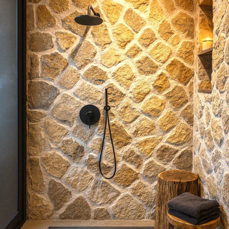 Parement Mural en pierre naturelle Saint Antoine – Opus incertum – Finition naturelle - Epaisseur 2/3cm